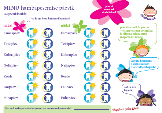 Värvimisleht Hambapesu kuupäevik